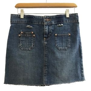 Old Navy Zip Fly Distressed Denim Mini Skirt